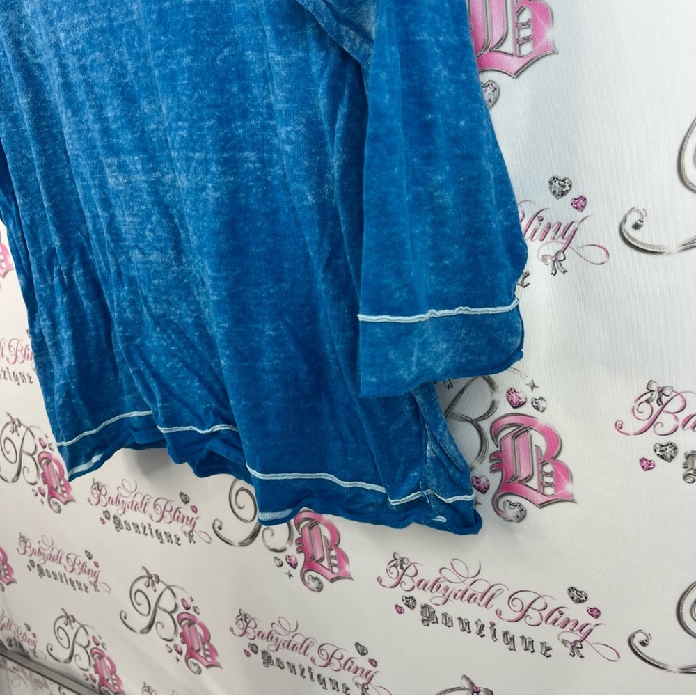Tommy Bahama tie dye wash style blue stretchy comfy Long Sleeve Blue Tee - Picture 3 of 10